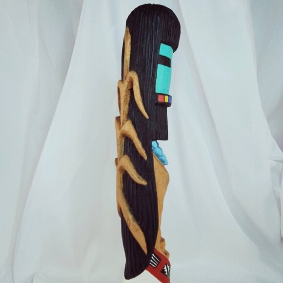 Vintage Hand-Carved Wood Long Hair Hopi Kachina Doll 1995 11" Tall Signed dated - Picture 12 of 16